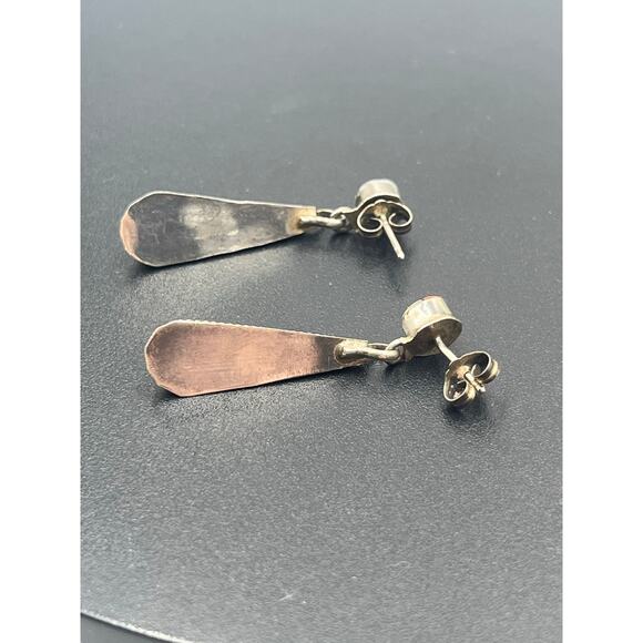 Vintage Zuni Sterling  Multi-Stone Inlay Dangle Earrings Turquoise Coral New - Picture 10 of 10